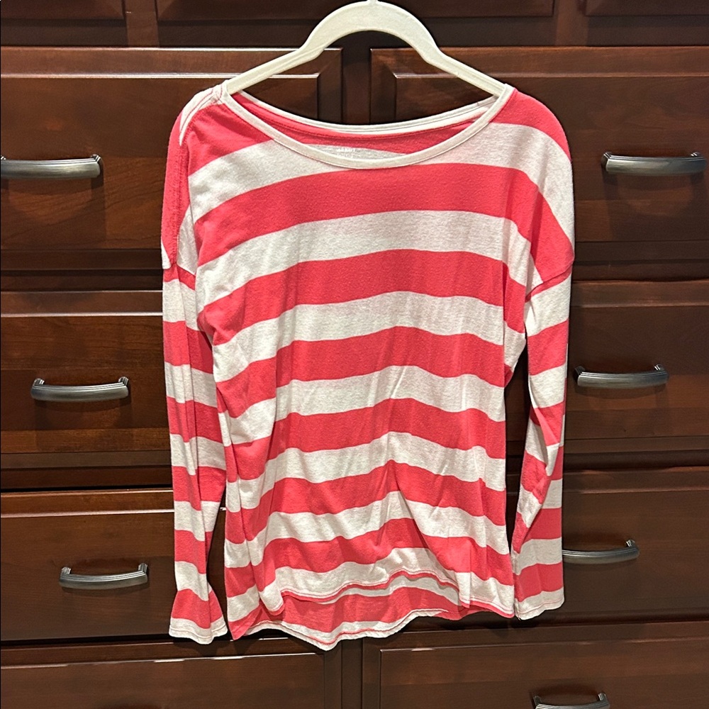 Old Navy Relaxed Striped Top in Coral and White
